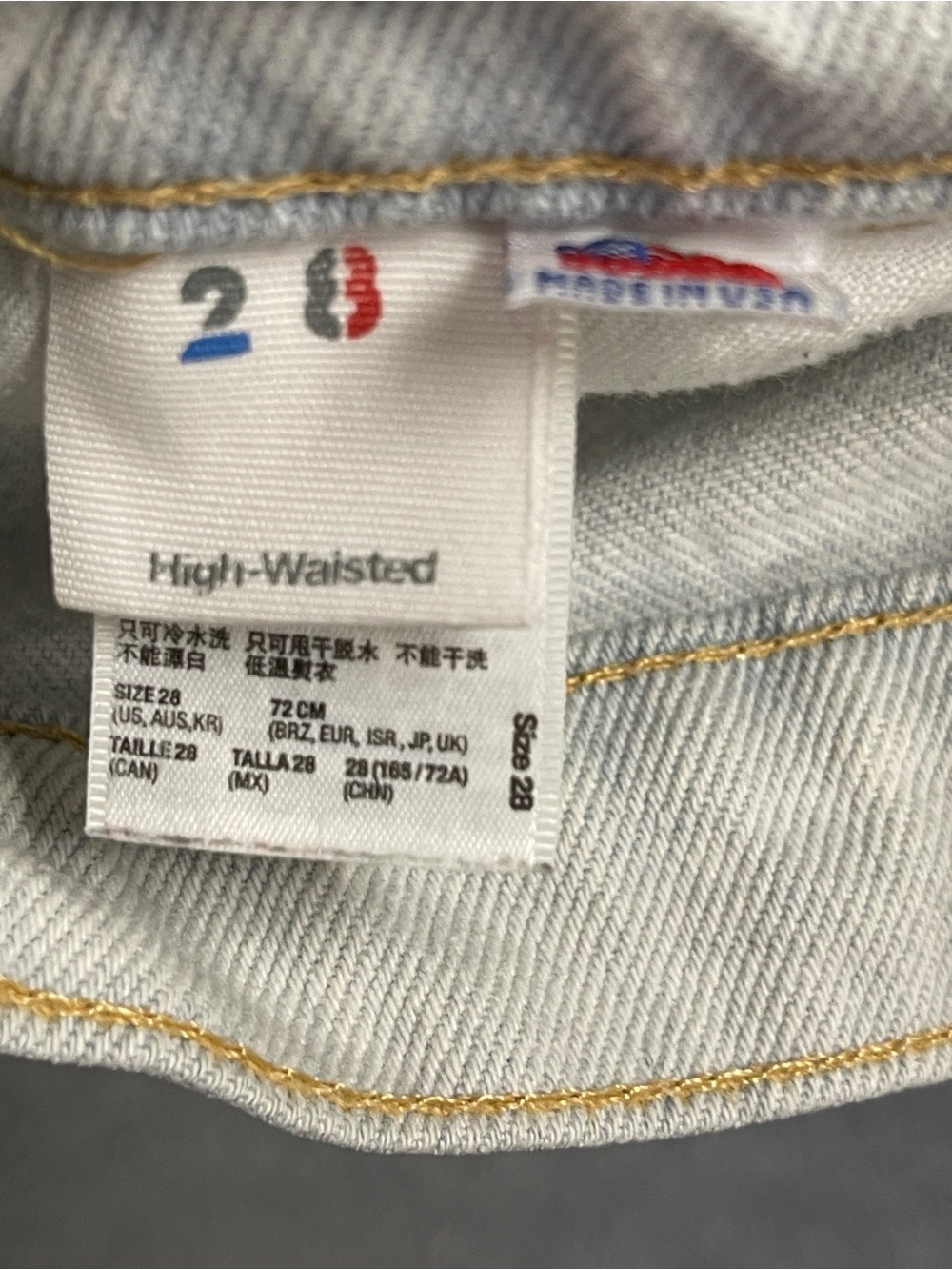 American Apparel Light Blue High-Rise Denim Shorts Size 28 - Picture 9 of 9